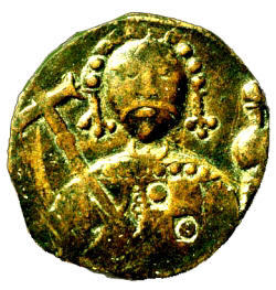 Una moneta d'oro con l'effigie di Roberto il Guiscardo